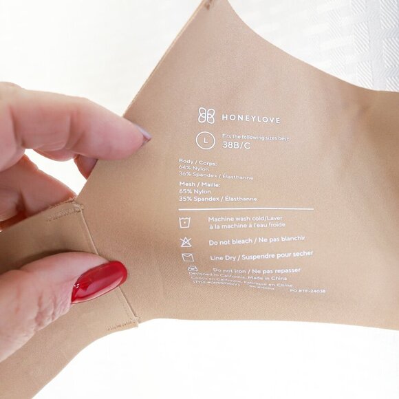 Honeylove Size L CrossOver Bra Runway Sand Tan Mesh No Wire Bra - Picture 12 of 14